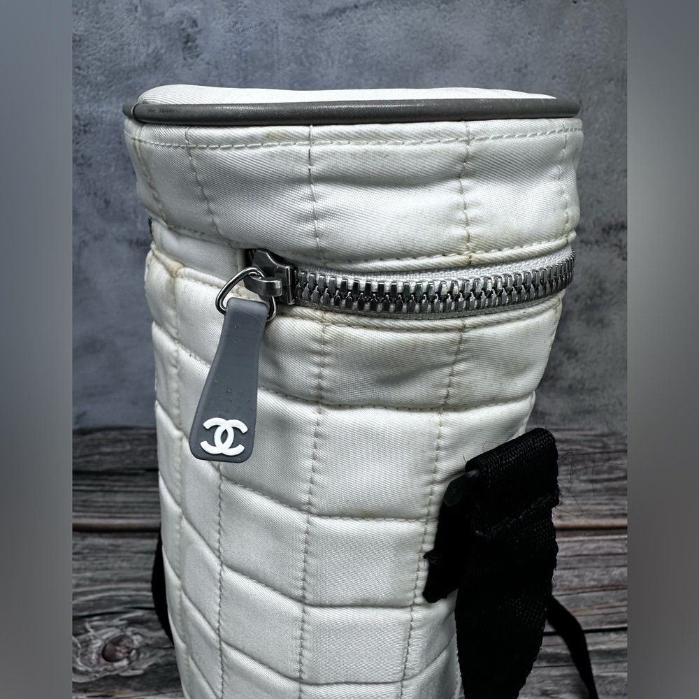 CHANEL Sports Line Bottle Holder White Shoulder Bag Cylindrical GUC - Picture 3 of 11